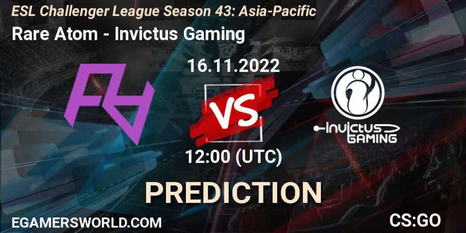 Rare Atom - Invictus Gaming: ennuste. 16.11.22, CS2 (CS:GO), ESL Challenger League Season 43: Asia-Pacific