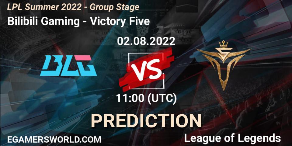 Bilibili Gaming - Victory Five: ennuste. 02.08.22, LoL, LPL Summer 2022 - Group Stage