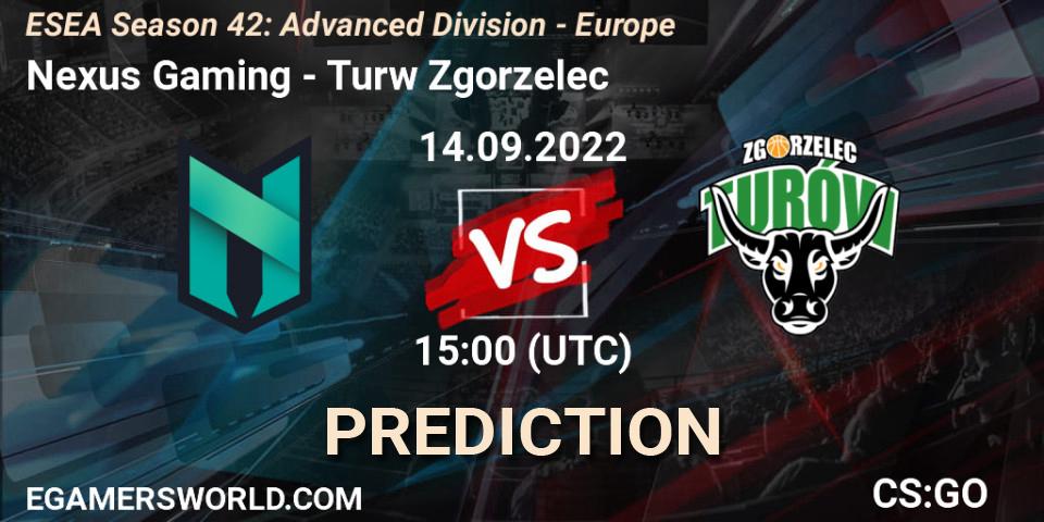 Nexus Gaming - Turów Zgorzelec: ennuste. 14.09.2022 at 15:00, Counter-Strike (CS2), ESEA Season 42: Advanced Division - Europe