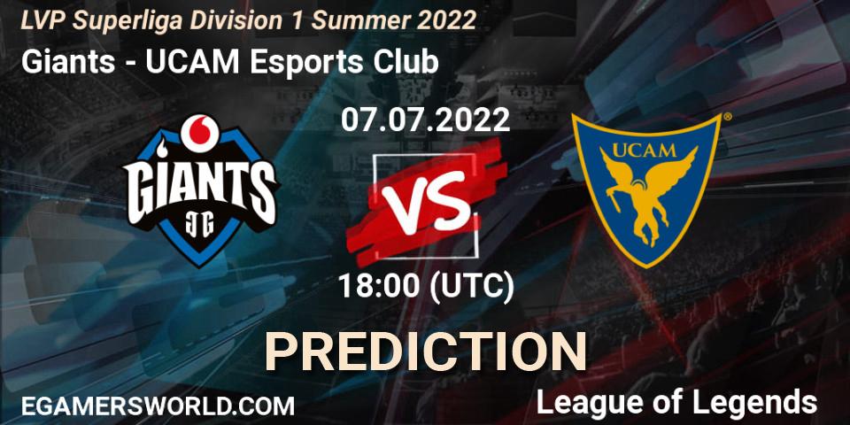 Giants - UCAM Esports Club: ennuste. 07.07.2022 at 18:00, LoL, LVP Superliga Division 1 Summer 2022