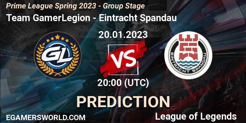 Team GamerLegion - Eintracht Spandau: ennuste. 20.01.23, LoL, Prime League Spring 2023 - Group Stage