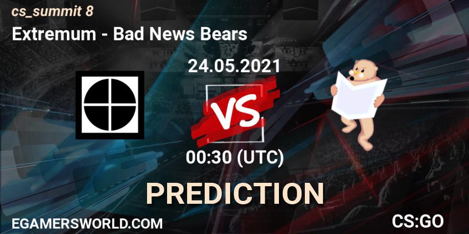 Extremum - Bad News Bears: ennuste. 24.05.2021 at 00:30, Counter-Strike (CS2), cs_summit 8