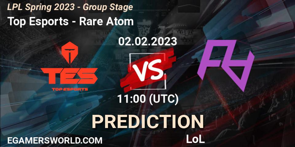 Top Esports - Rare Atom: ennuste. 02.02.23, LoL, LPL Spring 2023 - Group Stage