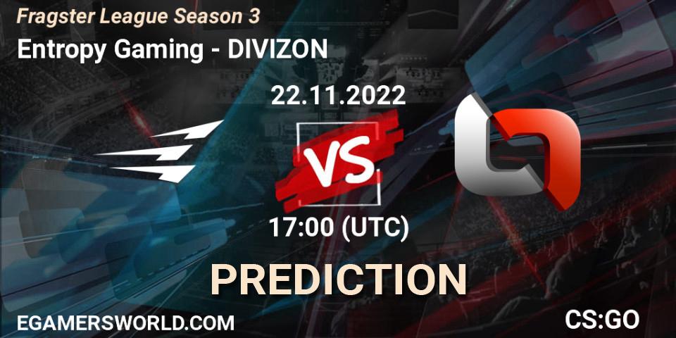 Entropy Gaming - DIVIZON: ennuste. 01.12.22, CS2 (CS:GO), Fragster League Season 3