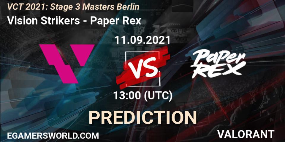 Vision Strikers - Paper Rex: ennuste. 11.09.2021 at 13:00, VALORANT, VCT 2021: Stage 3 Masters Berlin