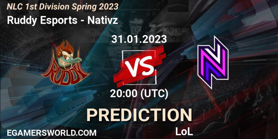 Ruddy Esports - Nativz: ennuste. 31.01.23, LoL, NLC 1st Division Spring 2023