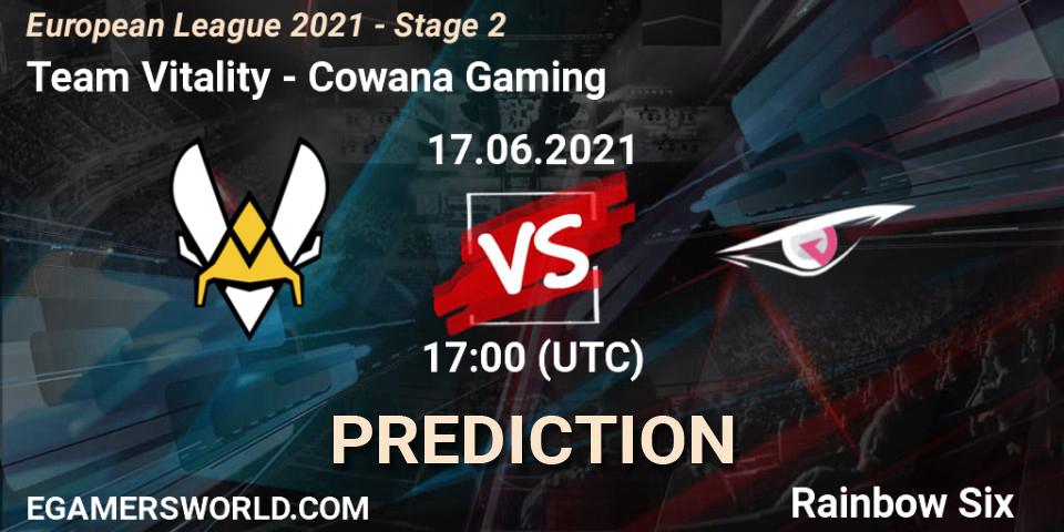 Team Vitality - Cowana Gaming: ennuste. 17.06.2021 at 16:00, Rainbow Six, European League 2021 - Stage 2