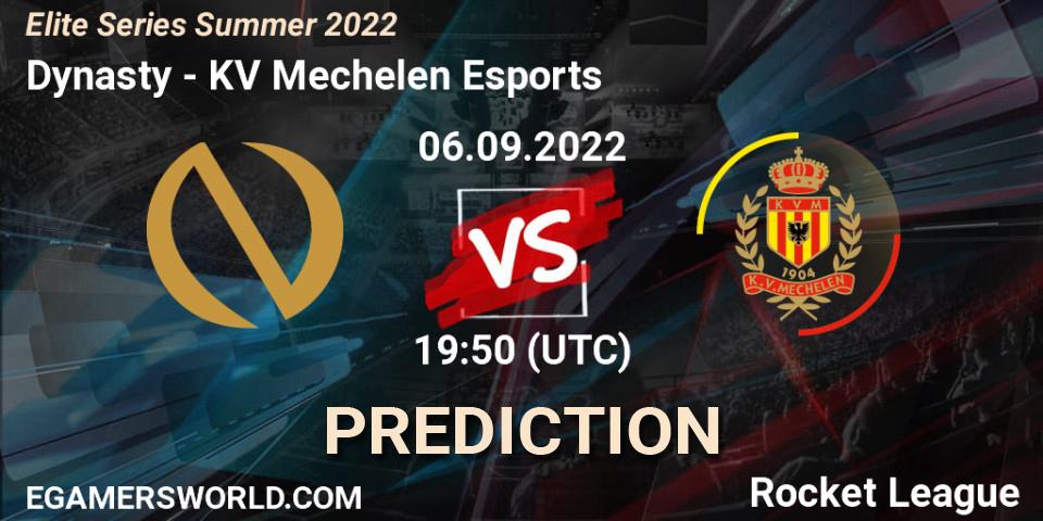 Dynasty - KV Mechelen Esports: ennuste. 06.09.2022 at 19:50, Rocket League, Elite Series Summer 2022