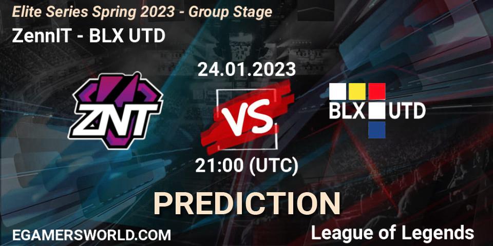 ZennIT - BLX UTD: ennuste. 24.01.2023 at 21:00, LoL, Elite Series Spring 2023 - Group Stage