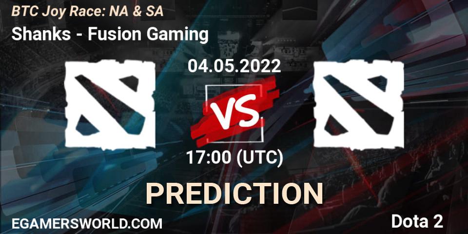 Shanks - Fusion Gaming: ennuste. 04.05.2022 at 17:31, Dota 2, BTC Joy Race: NA & SA