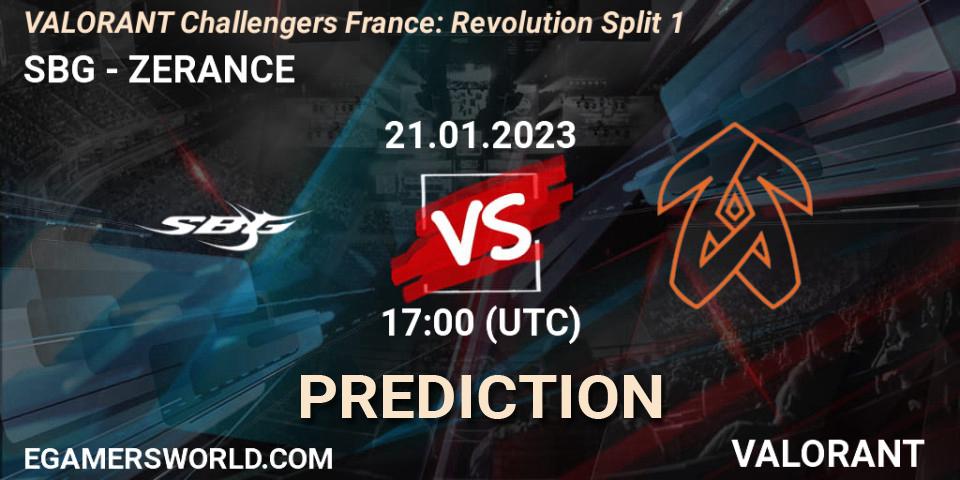 SBG - ZERANCE: ennuste. 21.01.2023 at 17:00, VALORANT, VALORANT Challengers 2023 France: Revolution Split 1
