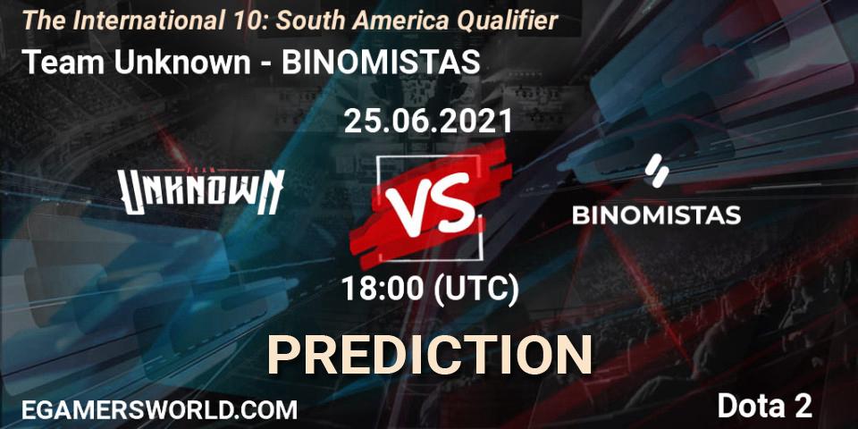 Team Unknown - BINOMISTAS: ennuste. 25.06.2021 at 17:13, Dota 2, The International 10: South America Qualifier