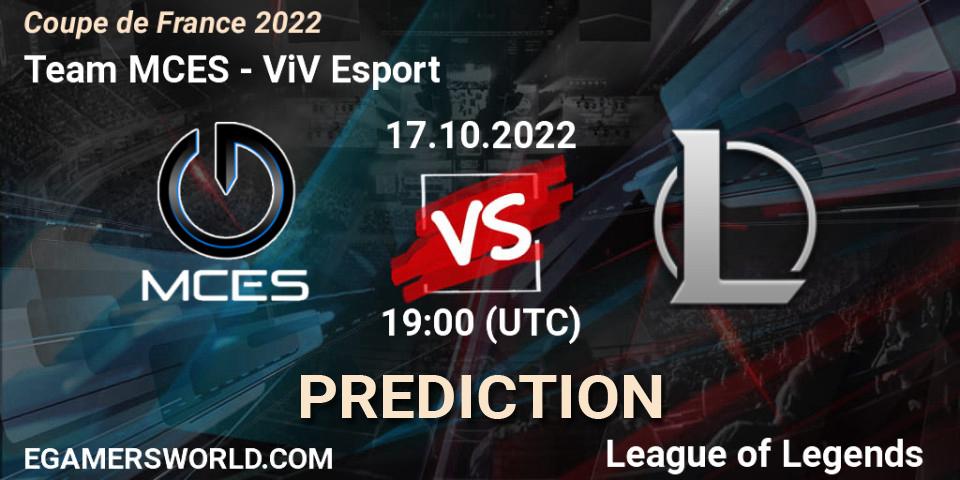 Team MCES - ViV Esport: ennuste. 17.10.22, LoL, Coupe de France 2022