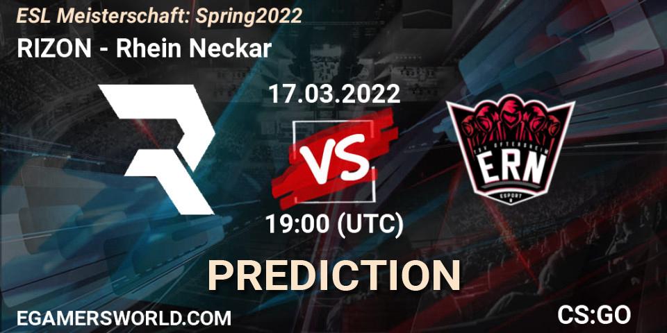 RIZON - Rhein Neckar: ennuste. 17.03.2022 at 19:00, Counter-Strike (CS2), ESL Meisterschaft: Spring 2022