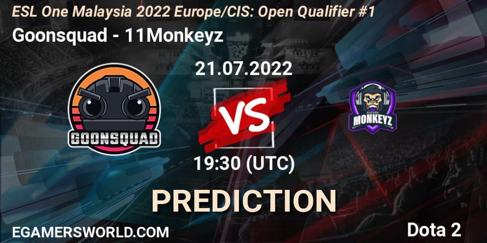 Goonsquad - 11Monkeyz: ennuste. 21.07.2022 at 19:30, Dota 2, ESL One Malaysia 2022 Europe/CIS: Open Qualifier #1