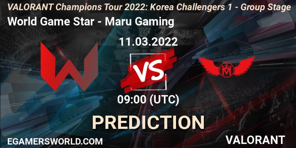 World Game Star - Maru Gaming: ennuste. 11.03.2022 at 11:00, VALORANT, VCT 2022: Korea Challengers 1 - Group Stage