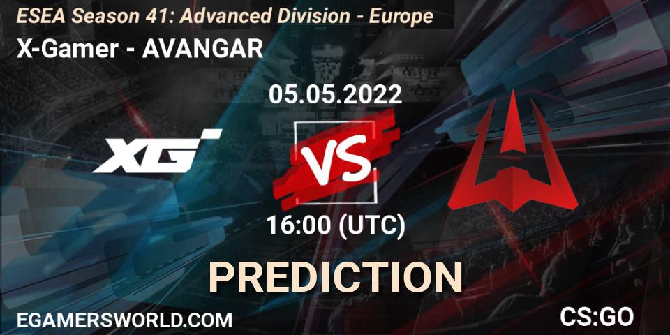 X-Gamer - AVANGAR: ennuste. 05.05.2022 at 16:00, Counter-Strike (CS2), ESEA Season 41: Advanced Division - Europe