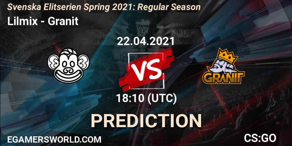 Lilmix - Granit: ennuste. 22.04.2021 at 18:10, Counter-Strike (CS2), Svenska Elitserien Spring 2021: Regular Season