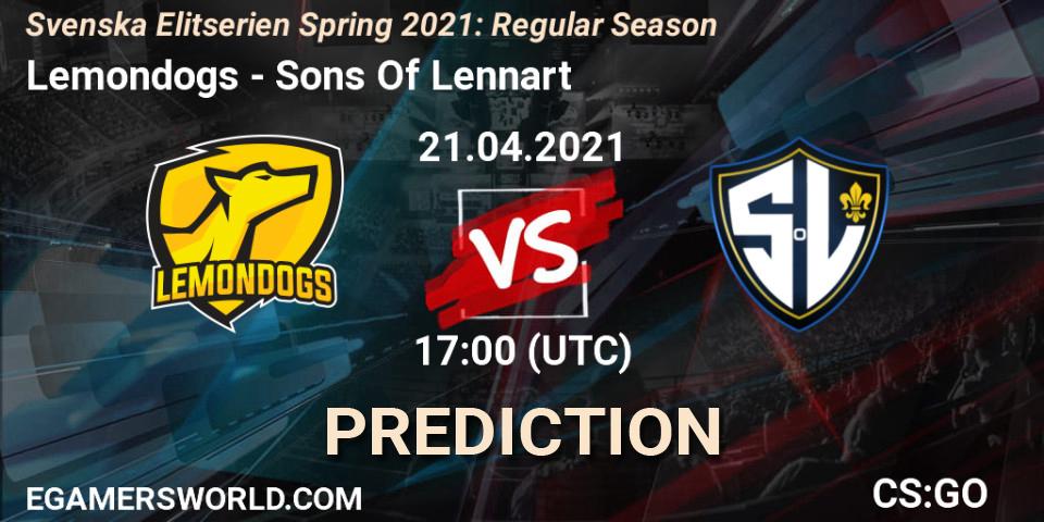 Lemondogs - Sons Of Lennart: ennuste. 21.04.2021 at 17:00, Counter-Strike (CS2), Svenska Elitserien Spring 2021: Regular Season