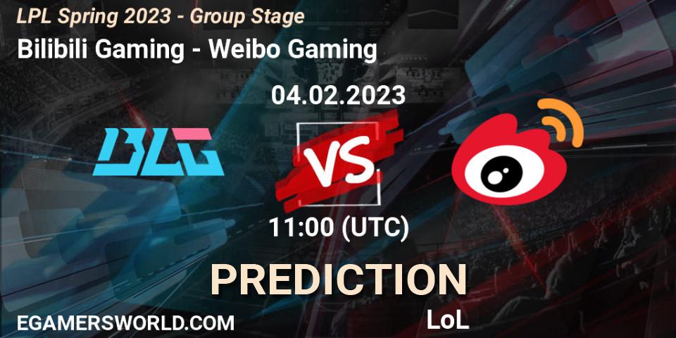 Bilibili Gaming - Weibo Gaming: ennuste. 04.02.2023 at 12:20, LoL, LPL Spring 2023 - Group Stage