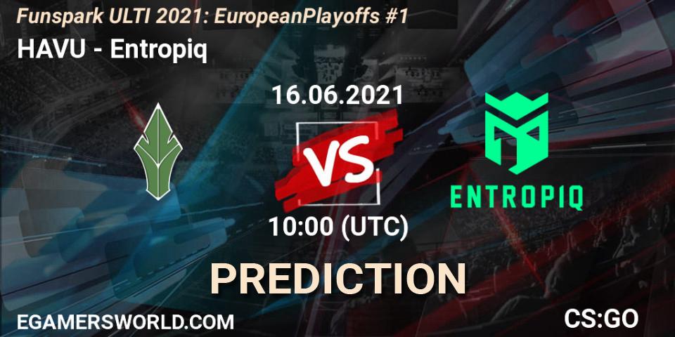 HAVU - Entropiq: ennuste. 16.06.2021 at 10:00, Counter-Strike (CS2), Funspark ULTI 2021: European Playoffs #1