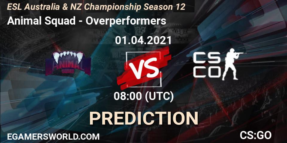 Animal Squad - Overperformers: ennuste. 01.04.2021 at 08:30, Counter-Strike (CS2), ESL Australia & NZ Championship Season 12