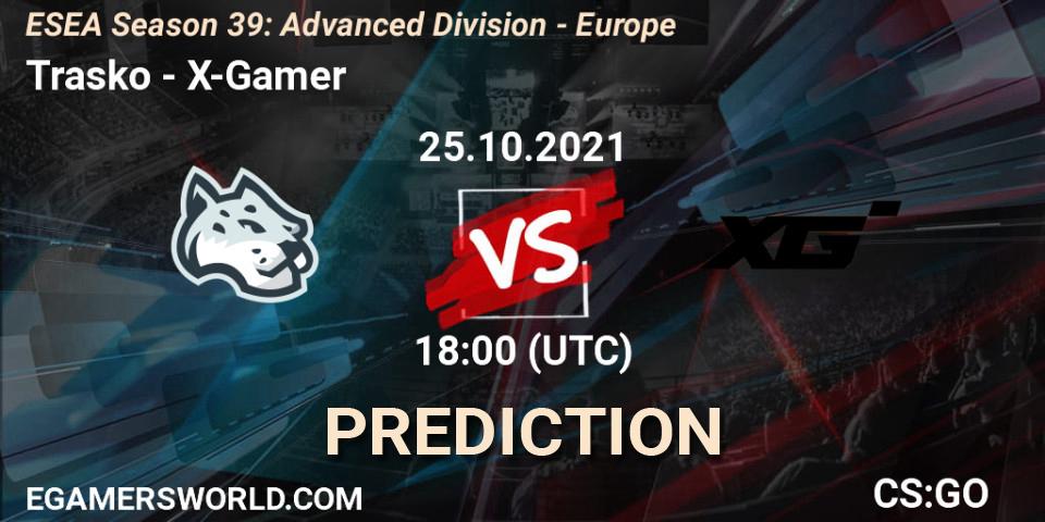 Trasko - X-Gamer: ennuste. 25.10.2021 at 18:00, Counter-Strike (CS2), ESEA Season 39: Advanced Division - Europe