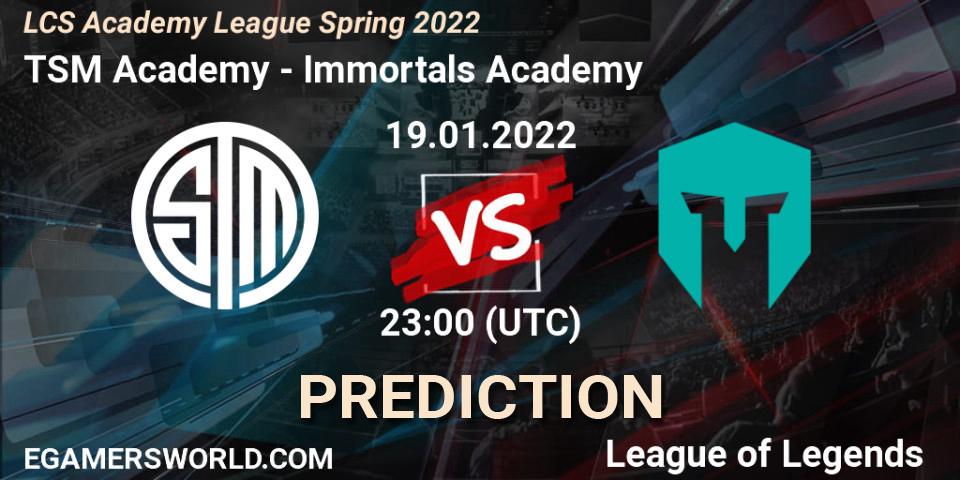 TSM Academy - Immortals Academy: ennuste. 19.01.2022 at 23:00, LoL, LCS Academy League Spring 2022