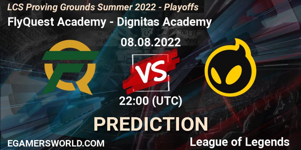 FlyQuest Academy - Dignitas Academy: ennuste. 08.08.2022 at 22:00, LoL, LCS Proving Grounds Summer 2022 - Playoffs