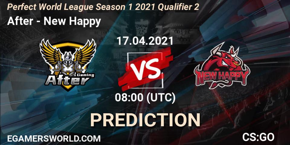 After - New Happy: ennuste. 17.04.2021 at 08:00, Counter-Strike (CS2), Perfect World League Season 1 2021 Qualifier 2