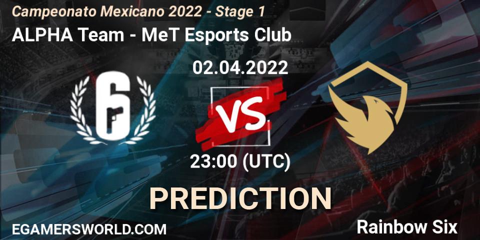 ALPHA Team - MeT Esports Club: ennuste. 02.04.2022 at 23:00, Rainbow Six, Campeonato Mexicano 2022 - Stage 1