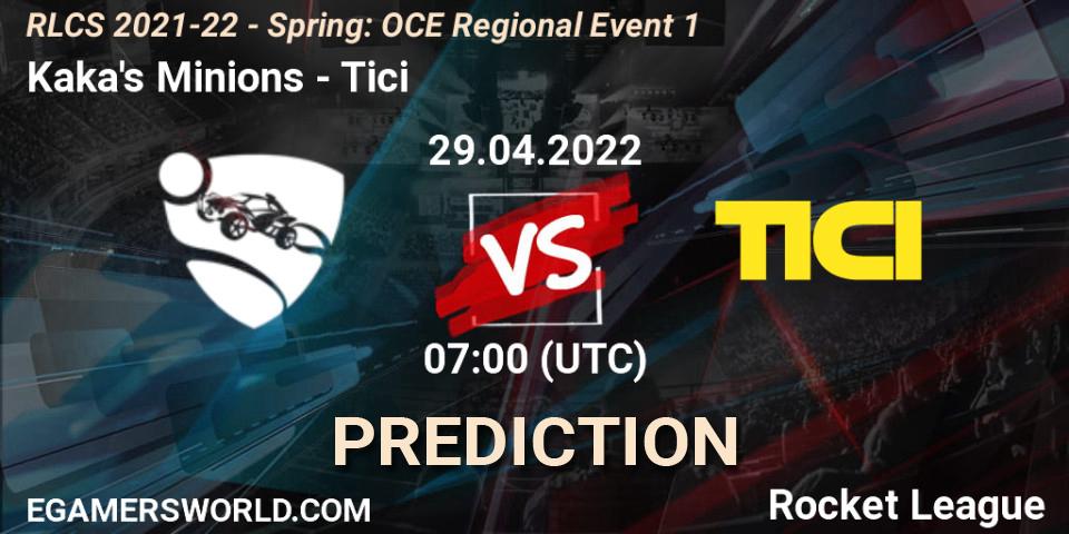 Kaka's Minions - Tici: ennuste. 29.04.2022 at 07:00, Rocket League, RLCS 2021-22 - Spring: OCE Regional Event 1