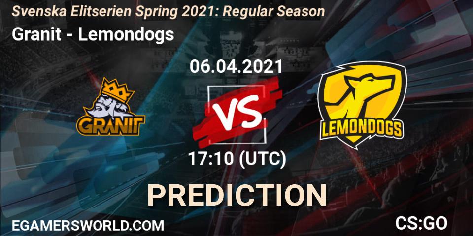 Granit - Lemondogs: ennuste. 06.04.2021 at 17:10, Counter-Strike (CS2), Svenska Elitserien Spring 2021: Regular Season