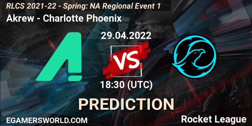 Akrew - Charlotte Phoenix: ennuste. 29.04.22, Rocket League, RLCS 2021-22 - Spring: NA Regional Event 1