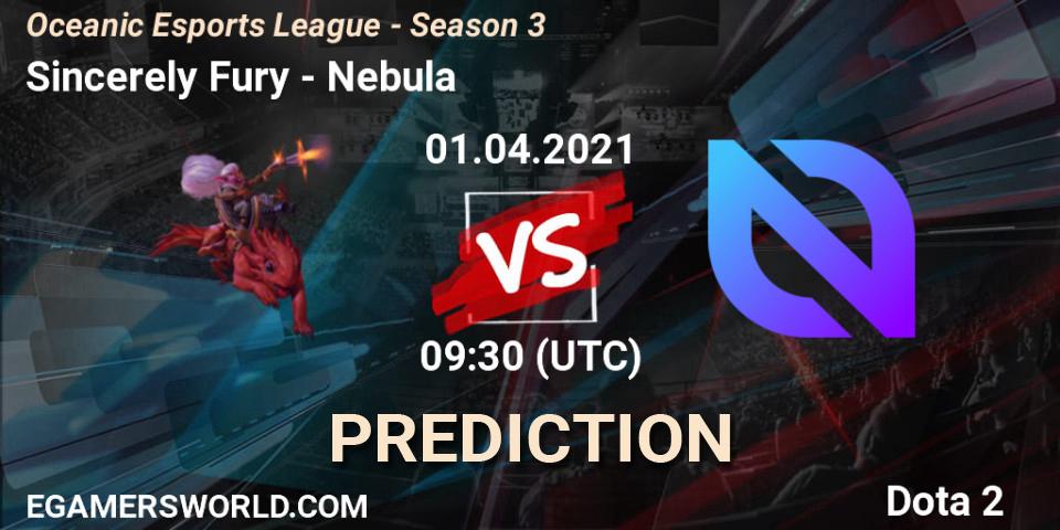Sincerely Fury - Nebula: ennuste. 01.04.2021 at 09:48, Dota 2, Oceanic Esports League - Season 3