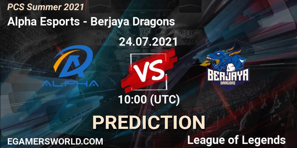 Alpha Esports - Berjaya Dragons: ennuste. 24.07.2021 at 10:00, LoL, PCS Summer 2021
