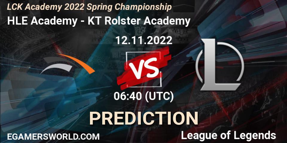HLE Academy - KT Rolster Academy: ennuste. 12.11.2022 at 06:40, LoL, LCK Academy 2022 Spring Championship