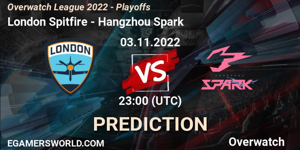 London Spitfire - Hangzhou Spark: ennuste. 03.11.2022 at 23:00, Overwatch, Overwatch League 2022 - Playoffs