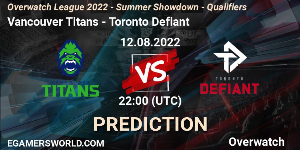 Vancouver Titans - Toronto Defiant: ennuste. 12.08.2022 at 23:00, Overwatch, Overwatch League 2022 - Summer Showdown - Qualifiers