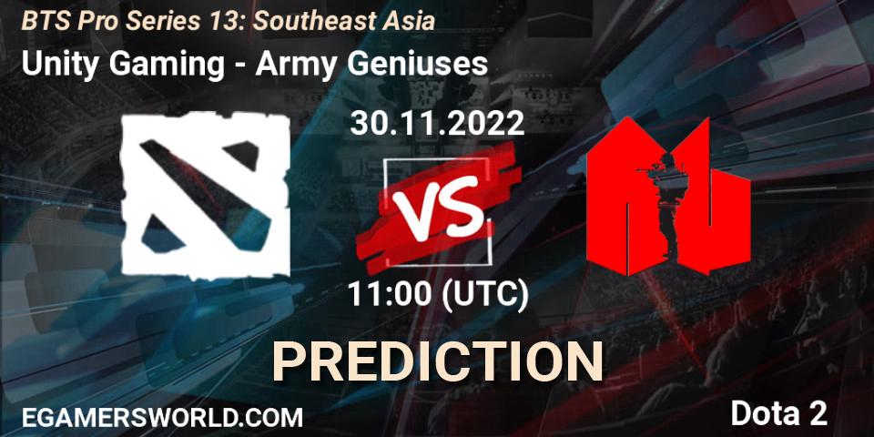 Unity Gaming - Army Geniuses: ennuste. 30.11.22, Dota 2, BTS Pro Series 13: Southeast Asia