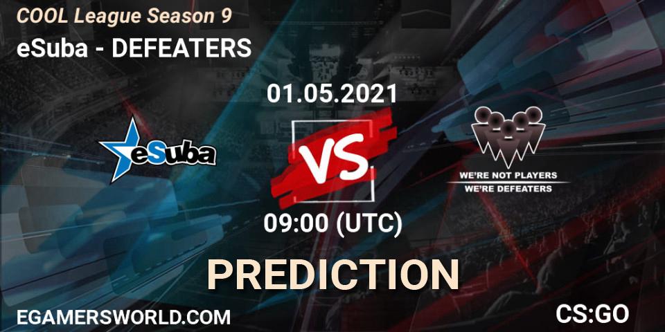 eSuba - DEFEATERS: ennuste. 01.05.2021 at 09:00, Counter-Strike (CS2), COOL League Season 9