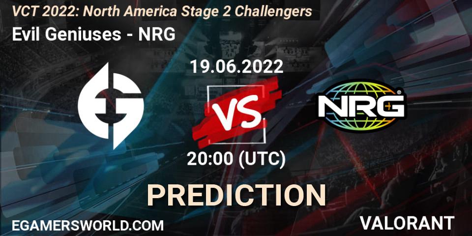 Evil Geniuses - NRG: ennuste. 19.06.22, VALORANT, VCT 2022: North America Stage 2 Challengers