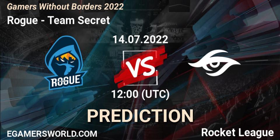 Rogue - Team Secret: ennuste. 14.07.2022 at 12:00, Rocket League, Gamers Without Borders 2022