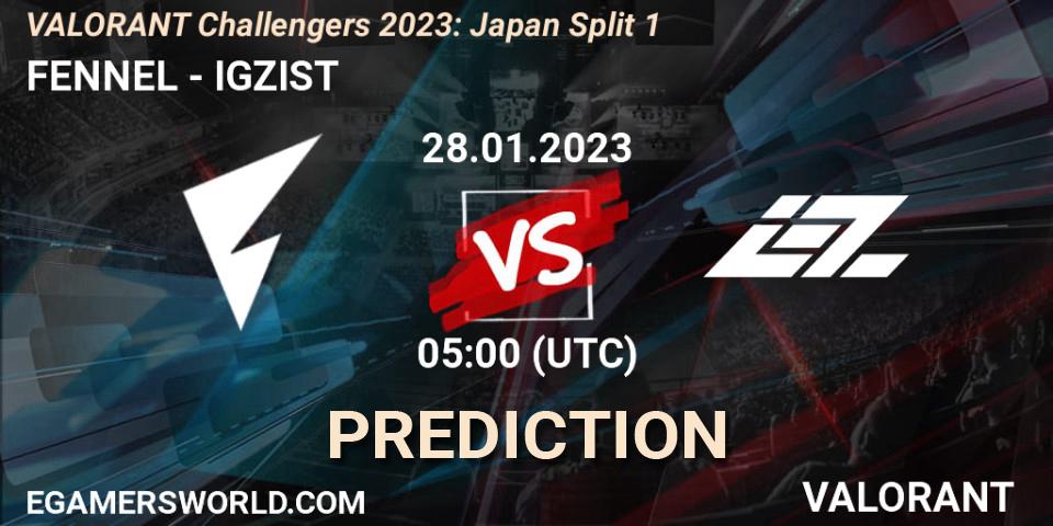 FENNEL - IGZIST: ennuste. 28.01.2023 at 05:00, VALORANT, VALORANT Challengers 2023: Japan Split 1