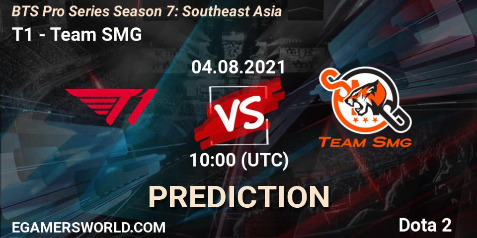 T1 - Team SMG: ennuste. 04.08.2021 at 11:38, Dota 2, BTS Pro Series Season 7: Southeast Asia