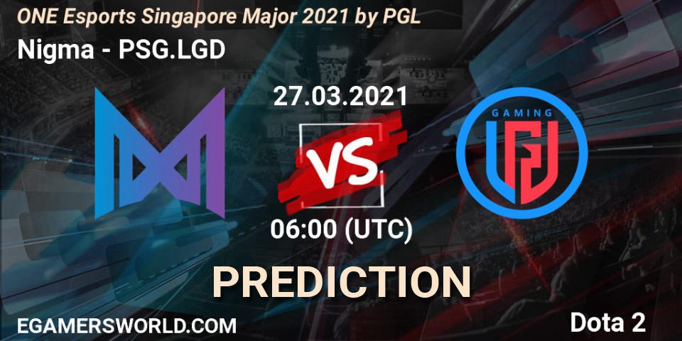 Nigma - PSG.LGD: ennuste. 27.03.2021 at 06:53, Dota 2, ONE Esports Singapore Major 2021