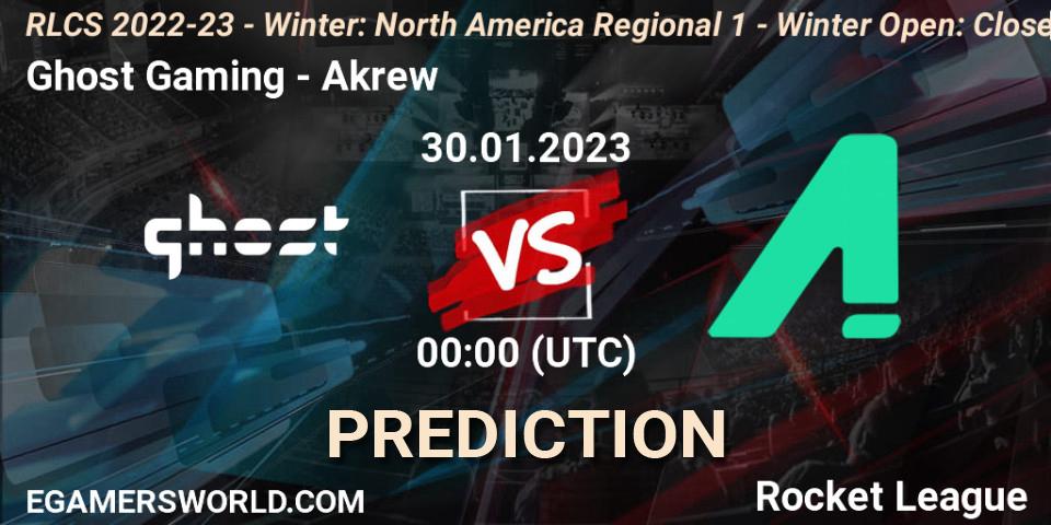 Ghost Gaming - Akrew: ennuste. 30.01.23, Rocket League, RLCS 2022-23 - Winter: North America Regional 1 - Winter Open: Closed Qualifier