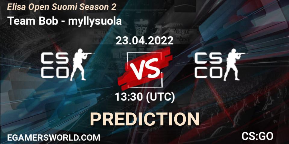 Team Bob - myllysuola: ennuste. 23.04.2022 at 13:30, Counter-Strike (CS2), Elisa Open Suomi Season 2