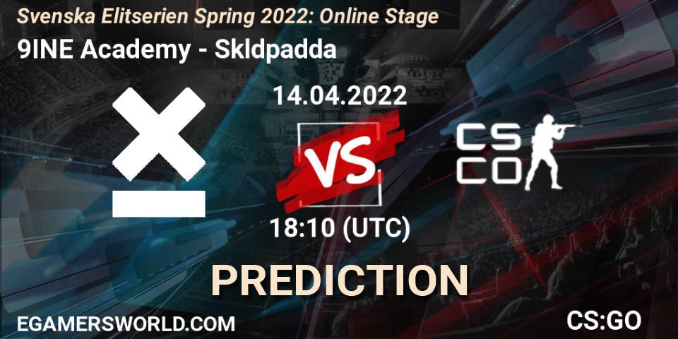 9INE Academy - Sköldpadda: ennuste. 14.04.2022 at 18:10, Counter-Strike (CS2), Svenska Elitserien Spring 2022: Online Stage