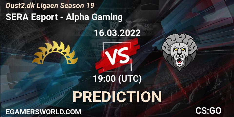 SERA Esport - Alpha Gaming: ennuste. 16.03.2022 at 19:00, Counter-Strike (CS2), Dust2.dk Ligaen Season 19